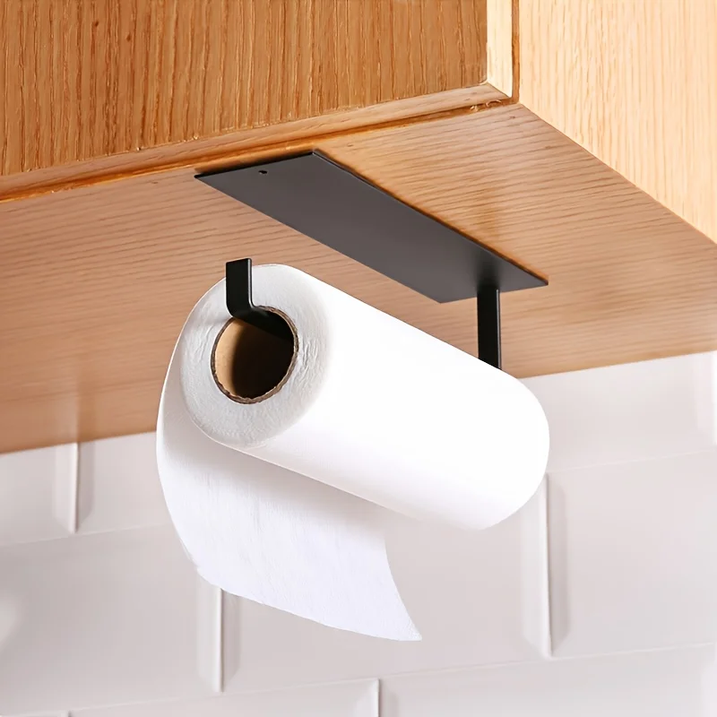 Kuchnia ze stali węglowej uchwyt na ręcznik papierowy bez dziurkacza szafka papierowa półka rolkę papieru gospodarstwa domowego wieszak folia plastikowa schowek na szmaty Rack